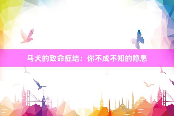 马犬的致命症结：你不成不知的隐患