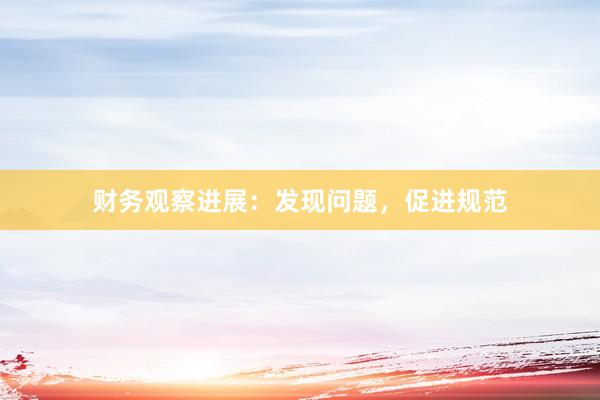 财务观察进展：发现问题，促进规范